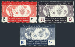 Saudi Arabia 205-207, Hinged. Mi 65-67. 1st Radio Station, 1960. Tower,waves,map - Arabia Saudita