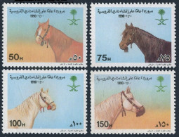 Saudi Arabia 1121 Ad Block, 1122-1125, MNH. Michel 1032-1039. Horses, 1990. - Saudi-Arabien