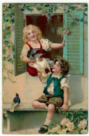 COPPIA BAMBINI - I COLOMBI - ARTE MODERNA - 1924 - Vedi Retro - Formato Piccolo - 1900-1949