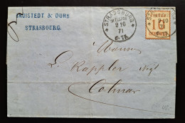 Norddeutscher Postbezirk Okkkupationsgebiet 1871, Brief STRASSBURG Nach COLMAR, 10 C. - Briefe U. Dokumente