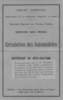 EMPIRE CHERIFIEN.  CIRCULATION VEHICULES AUTOMOBILES.  CASABLANCA. 1933 - Documenti Storici