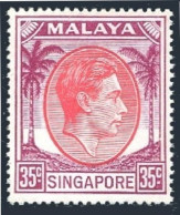 Singapore 15 Perf 18, Hinged. Michel 15C. King George VI, 1952. Palms. - Singapur (1959-...)