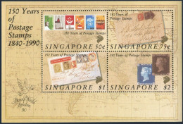 Singapore 566a Sheet,MNH.Michel Bl.24. Penny Black,150.LONDON-1990. - Singapur (1959-...)