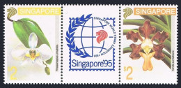 Singapore 664-665a,665b, MNH. Mi 695-696, Bl.29. Flowers. SINGAPORE-1995,TAIPEI. - Singapour (1959-...)