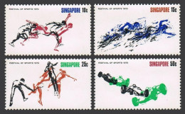 Singapore 122-125, MNH. Mi 122-125. Festival Of Sport, 1970. Swimmers, Badminton - Singapour (1959-...)
