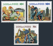 Singapore 276-278,MNH.Michel 279-281. Labor Day 1977.Harbor Improvements,Workers - Singapur (1959-...)