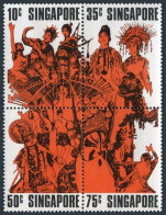 Singapore 179-182a Block, MNH. Michel 182-185. National Day, 1973. Entertainers. - Singapour (1959-...)