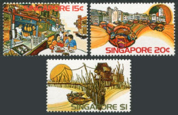 Singapore 222-224, MNH. Mi 225-227. Tourist 1975. Alfresco Dining, Fish Traps. - Singapore (1959-...)