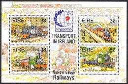 Ireland 959a Sheet, MNH. Michel 886-889 Bl.15. SINGAPORE-1995. Railways.  - Singapour (1959-...)