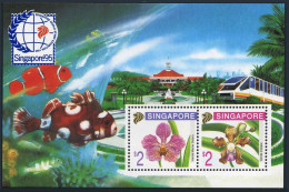 Singapore 717c Sheet, MNH. Michel 761A-762A Bl.35. SINGAPORE-1995. Orchids.Fish. - Singapore (1959-...)