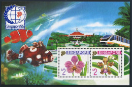 Singapore 717c Sheet, MNH. Michel 761A-762A Bl.35. SINGAPORE-1995. Orchids.Fish. - Singapour (1959-...)