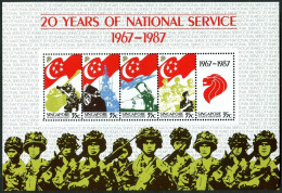 Singapore 507 Ad Sheet,MNH.Michel Bl.20. National Military Service,20th Ann.1987 - Singapour (1959-...)