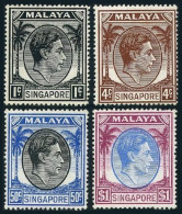 Singapore 1a,4a,17a,18a, Perf 18, Lightly Hinged. King George VI, 1952. Palms. - Singapour (1959-...)