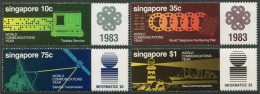 Singapore 430-433,MNH.Michel 436-439. WCY-1983. Telex,Telephone,Satellite,Ship, - Singapur (1959-...)