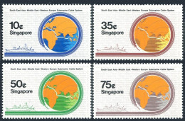Singapore 491-494, MNH. Michel 509-512. Submarine Cable, 1986. Ships, Maps. - Singapur (1959-...)