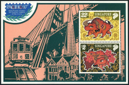 Singapore 775c,MNH.Michel 824 Bl.53. Year Of The Ox,PACIFIC-1997.Bridge,Train. - Singapur (1959-...)