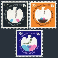 Singapore 240-242, 242a, MNH. Michel 243-245,Bl.7.  Women's Year IWY-1975. Dove. - Singapour (1959-...)