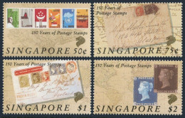 Singapore 563-566,566a,MNH.Michel 594-597,Bl.24. Penny Black,150.LONDON-1990. - Singapur (1959-...)