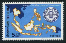 Thailand 834, MNH. Michel 856. ASEAN, 10th Ann. 1977. Map. - Thaïlande