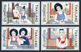 Thailand 557-560,hinged.Mi 573-576. Letter Writing Week 1970.Writing,reading. - Thailand