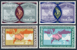 Thailand 431-434,MNH.Mi . Letter Writing Week,1965.World Map,letters,Goddess - Thaïlande