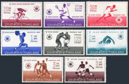Thailand 442-449,hinged.Mi . 5th Asian Games,1966.Tennis,Netball,Soccer. - Thailand