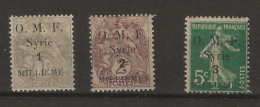 !!! SYRIE, SÉRIES 21/23 NEUVES﹡ - Unused Stamps