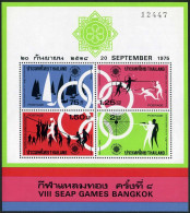 Thailand 756a,MNH.Michel Bl.7. 8th SEAP Games,1975.Yachting,Badminton,Volleyball - Thaïlande