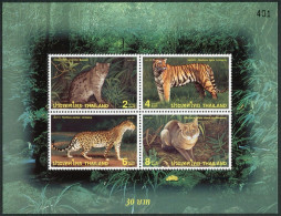 Thailand 1805a Sheet, MNH. Wild Cats 1998.Felis Viverrina,Panthera Tigris,pardus - Thailand