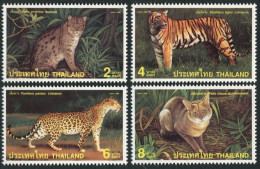 Thailand 1802-1805, 1805a Sheet, MNH. Wild Cats 1998: Felis Viverrina, Panthera  - Thailand