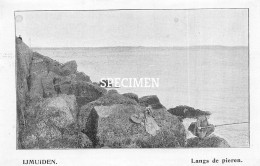 Prent - Langs De Pieren - IJmuiden   - 8.5x12.5 Cm - IJmuiden