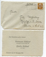 Germany 1940 Cover & Marriage Announcement Card; Krefeld To Schiplage; 3pf. Hindenburg; Telephone Slogan Cancel - Storia Postale