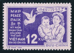 Viet Nam 94, Lightly Hinged. Michel 97. World Piece Movement-10, 1959. Dove. - Viêt-Nam