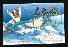 Etiquette Champagne  Brut Tradition  La Rosiere  Aimer Le Ski Erick De Sousa & Fils  Avize  Marne 51 Thème Sport Ski Chi - Champagner