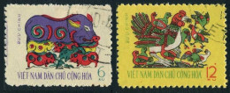 Viet Nam 186-187,CTO.Michel 192-193. Tet Holiday,1962.Sow,piglets,Poultry. - Viêt-Nam