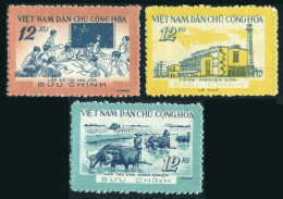Viet Nam 134-136,MNH.Michel 138-140. Development 1960.Classroom,Plowing,Factory, - Viêt-Nam