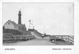 Prent - Buitenste Vuurtoren - IJmuiden   - 8.5x12.5 Cm - IJmuiden