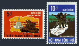 Viet Nam South 439-240, MNH. Mi 517-518. Victory At Binh-Long, 1972. Tank, Map - Vietnam