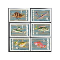 Viet Nam 463-468 Imperf,MNH.Michel 485B-490B. Fish 1967 - Viêt-Nam