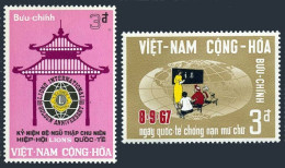 Viet Nam South 320-321, MNH. Mi 397-398. Lions-50, Pagoda; Literacy Day, 1967. - Vietnam