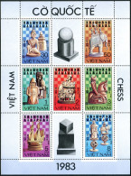 Viet Nam 1290-1296 Mini Sheet, MNH. Michel 1335-1341 Klb. Chess Pieces 1983. - Vietnam