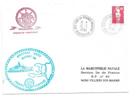 (C03) - ENVELOPPE FREGATE VENTOSE EMBARGO HAITI - 972 FORT DE FRANCE MARINE MARTINIQUE => FRANCE 1994 - Correo Naval