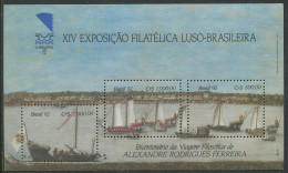 Brasil:Brazil:Unused Block Sailing Ships, 1992, MNH - Ships