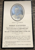 Faire-Part De Décès Du Sous-Lieutenant Robert LAIGNER 8e RA - 1914-18