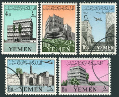 Yemen 121-123,C22-C23,CTO.Michel 225-229. Palaces 1961. Imam's New Palace, Rock, - Yémen