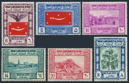 Yemen 71-76,hinged.Mi 125-130. Flag, Eagle, Coffee, Mosque, City, Citadel, 1951. - Jemen