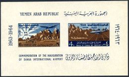 Yemen AR 203a Exist,MNH.Michel 379, 381 Bl.30. Inauguration San'a Airport,1964. - Yémen