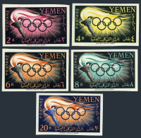 Yemen 98-102 Imperf.MNH.Michel 200B-204B. Olympics Rome-1960.Torch,Rings. - Yémen
