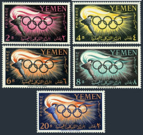 Yemen 98-102,102a, MNH. Michel 200-204,Bl.2. Olympics Rome-1960. Torch, Rings. - Yemen