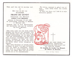 DP Frans De Gendt ° Kemzeke 1882 † Stekene 1961 X Adele Van Brussel // De Beleyr Braecke - Images Religieuses